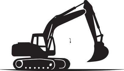 "Excavator Silhouette – Heavy Construction Equipment Icon for Industrial and Engineering Projects"