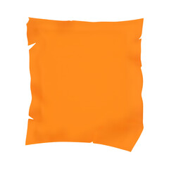 Orange blank parchment scroll with torn edges isolated on transparent background