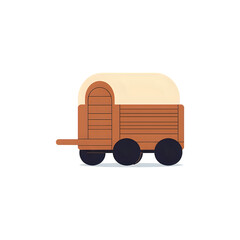 Brown horse trailer with tan roof isolated on transparent background