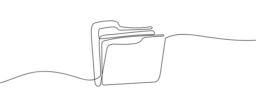 Folder symbol on computer, one continuous line Digital single line sketch drawing vector illustration edited strokes.