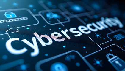 Cybersecurity concept with digital interface and data protection