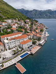 Fototapeta premium Perast in Kotor City aerial view in Montenegro