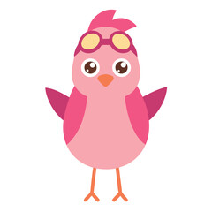 Pink Chick Pilot Vector ? Cute Vintage Aviator Bird Illustration for Adventure Lovers.eps