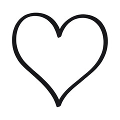 Simple hand drawn outline heart shape isolated on transparent background