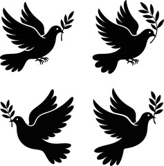 Fototapeta premium Pigion flying tree pata Support for Hunger Awareness Vector Set