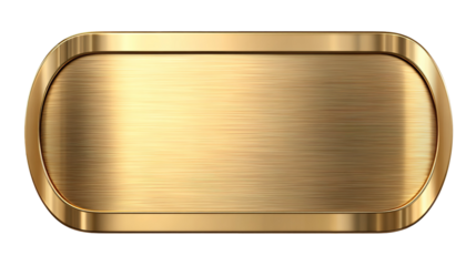 Golden Shiny Metal Nameplate isolated on transparent white background