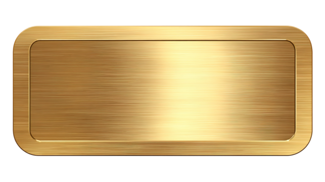 Golden Shiny Metal Nameplate isolated on transparent white background