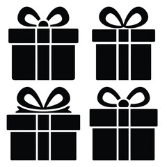 gift wrapping minimal silhouette icon set, Chanukah vector icons