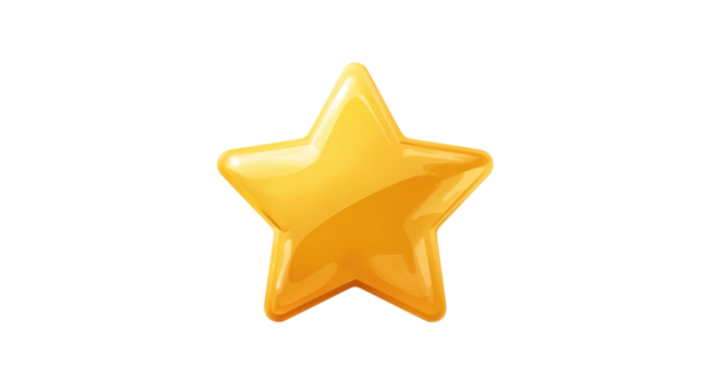 yellow star 3d icon in cartoon plastic style minimal isolated on transparent white background