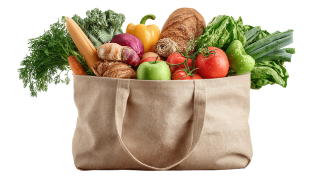 Shopping Cart Filled with Groceries and Drinks