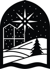 winter landscape with christmas tree