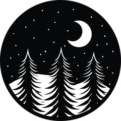 night sky with stars and trees