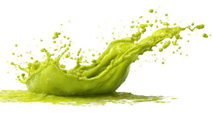 Isolated splash of matcha tea powder on white background
