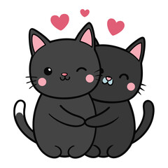 Adorable cute cats hugging illustration vector graphic scalable eps design element