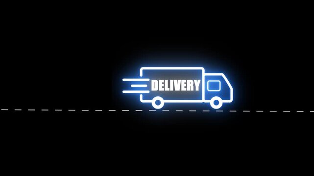 Delivery Truck Outline Icon Animation &ndash; Seamless Loop 4K Motion Graphics