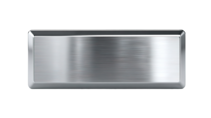 silver shiny blank metal nameplate isolated on transparent white background