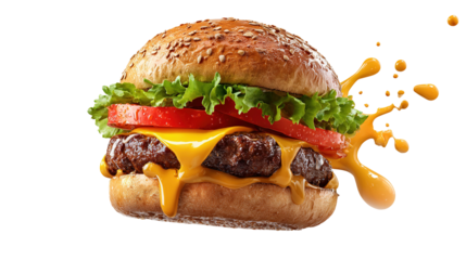 fresh tasty burger isolated on transparent Remove  background png