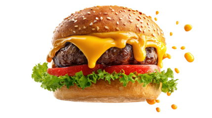 fresh tasty burger isolated on transparent Remove  background png