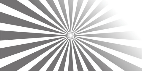 Black and white radial rays abstract background with retro sunburst pattern