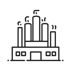 Industrial factory icon symbolizing manufacturing production energy power plants and pollution for business and environmental concepts