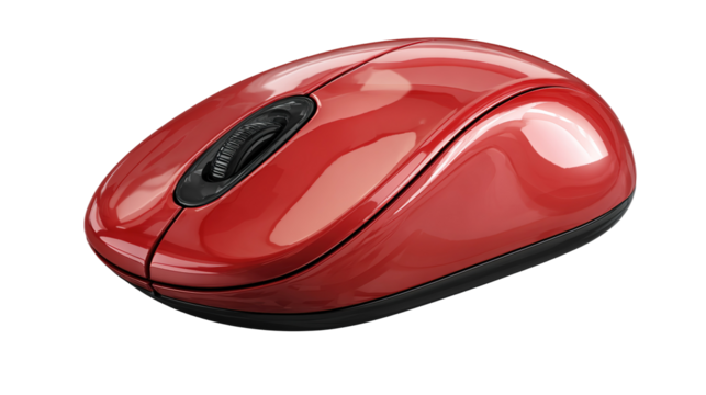 Modern computer red mouse isolated on transparent background png