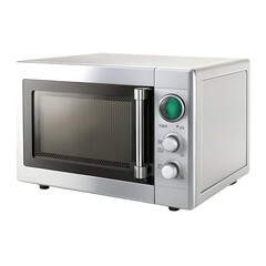 Obraz premium Modern silver microwave oven appliance for cooking and heating food easily
