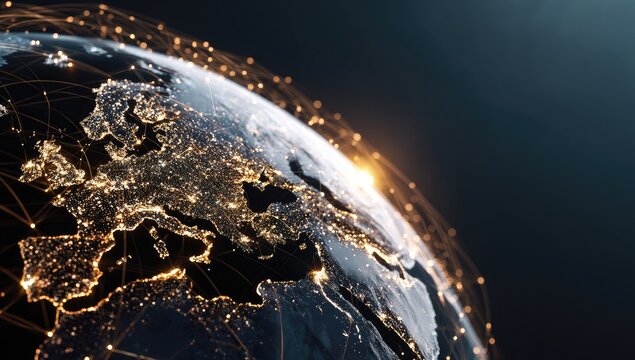 Global network connections at night