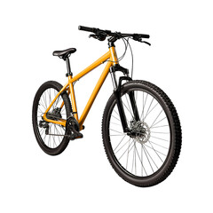 Yellow mountain bike isolated on a transparent background