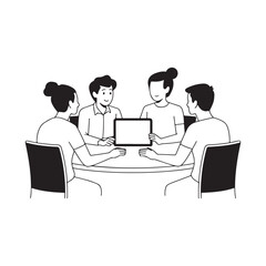 Business Team Meeting Collaboration Outline Graphic