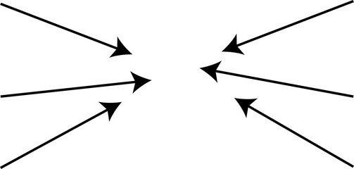 Black Concentric Arrows Pointing to Center PNG Graphic, Focus Zoom Annotation Icon, Hand-Drawn Direction Set