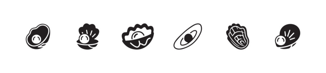 Simple oyster and pearl icons, pearl icon symbol sign, various pearl oyster shells, vector illustration eps 10.
