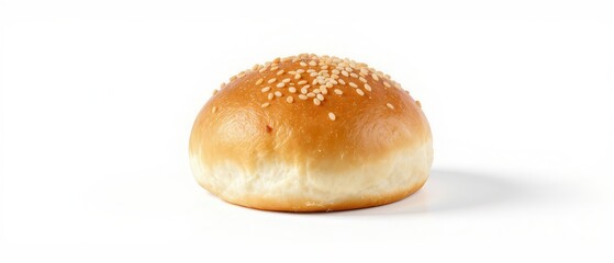 A golden brown bun is topped with sesame seeds, perfect for a delicious sandwich or savory burger.