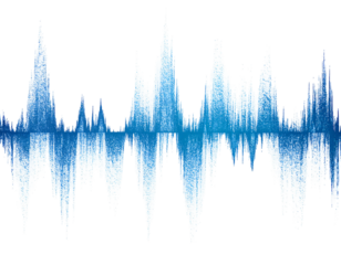 Abstract image shows blue and white sound waves against a black background, resembling a visual representation of audio