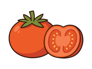 Cartoon style of Tomato with sliced tomato together vector illustration.