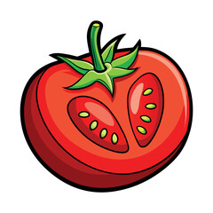 Sliced tomato cartoon style vector illustration.