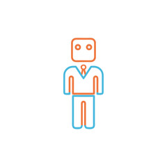 Robot Businessman Icon Vector in Outline Style