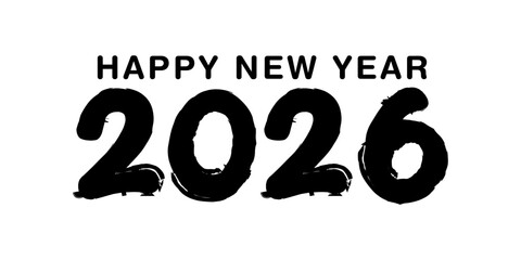 Happy new year 2026 text design for brochure design template card banner vector illustration.	