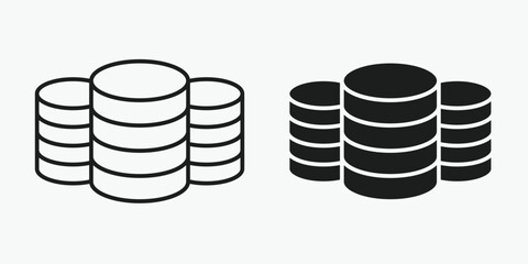 Professional vector icon representing an intelligent database system for cloud computing and automation, designed on a gray background in clean EPS vector style.