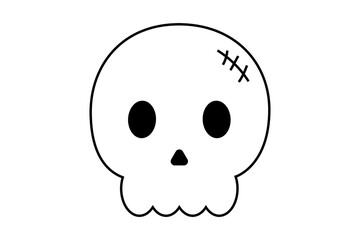Simple skull outline vector illustration in high-resolution PNG. Minimalist spooky Halloween icon ideal for coloring, October decorations, trick-or-treat graphics, party invitations, costume themes