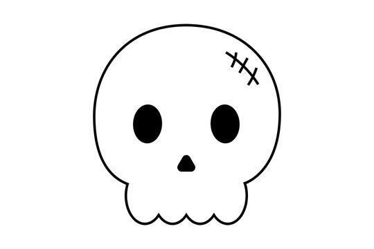 Simple skull outline vector illustration in high-resolution PNG. Minimalist spooky Halloween icon ideal for coloring, October decorations, trick-or-treat graphics, party invitations, costume themes