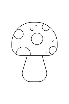 Outline of a cute minimal fly agaric red mushroom illustration. Flat vector style, ideal for nature, forest, fairy tale, magic, witchcraft, botanical, and whimsical designs. High-res PNG	