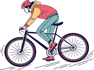 Obraz premium Person riding a bicycle vector | Active lifestyle illustration