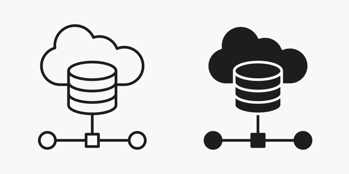 Professional vector icon showing a modern data center symbolizing intelligent cloud computing and digital infrastructure, designed with a gray background in clean EPS vector style.