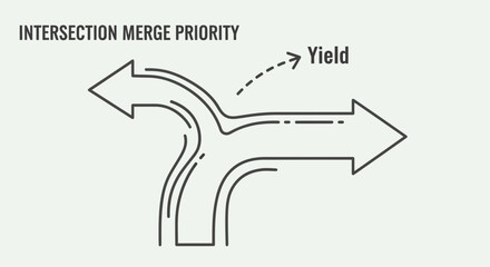 Intersection Merge Priority Icon Illustrating Decisions and the Principle of Yielding