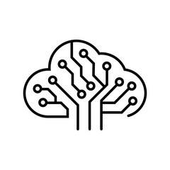 Obraz premium Cloud circuit technology data network digital system vector icon design