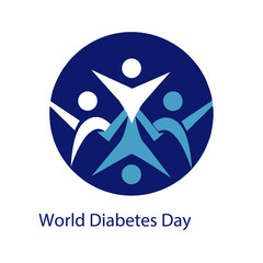 World Diabetes Day logo featuring stylized figures in a circle, symbolizing unity and support for diabetes awareness.