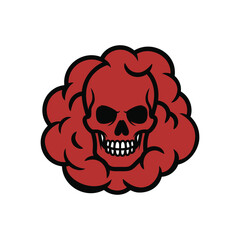 Vector art of skull surrounded by red smoke or cloud