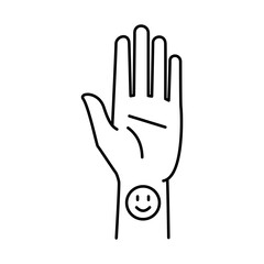 Vector art of hand with smiley face tattoo on wrist