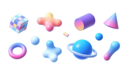 3d gradient geometric shapes
