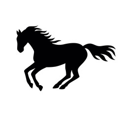 Running horse silhouette, wild stallion galloping animal vector illustration